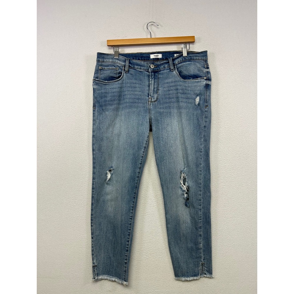 Distressed Boho Kensie Jeans Womens 12/31 Blue Effortless Skinny Crop Denim